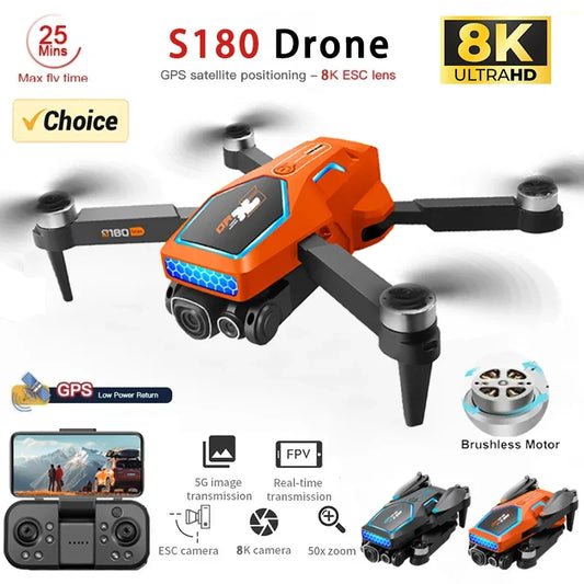 S180  Drone Professional With 8K Camera HD GPS WIFI 5G 360 ° Obstacle Avoidance Dual Brushless Motor Foldables RC Quadcopter Toy