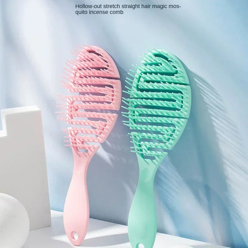 2024 New Solid Color Scalp Massage Curly Hair Brushes Comb Bath Untangling Hollow Hairbrush Health Care Tools for Women Baby