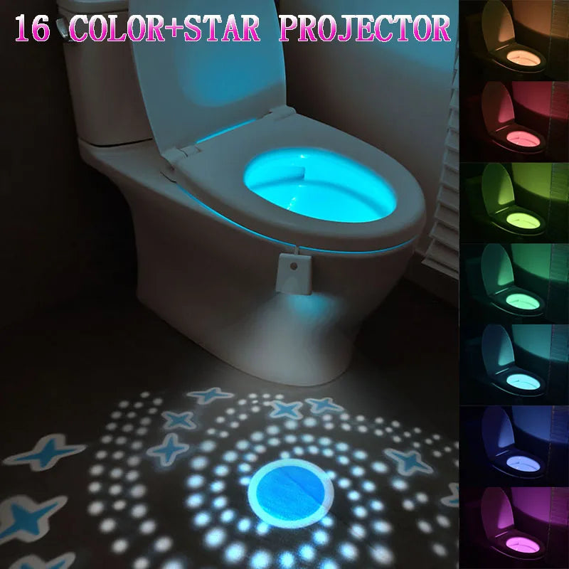 Toilet Light, Toilet Night Lights with Star Projector and Motion Sensor 16 Colors Changing,Toilet Bowl Seat LED Night light