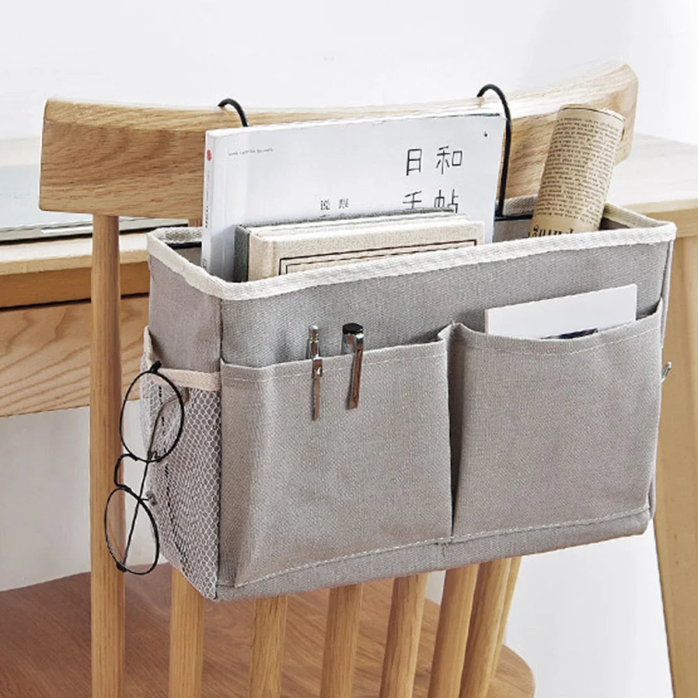 Creative Canvas Storage Hanging Bag Home Bedside Pockets Storage Bag Dormitory Books Snacks Ipad Sundries Organizer