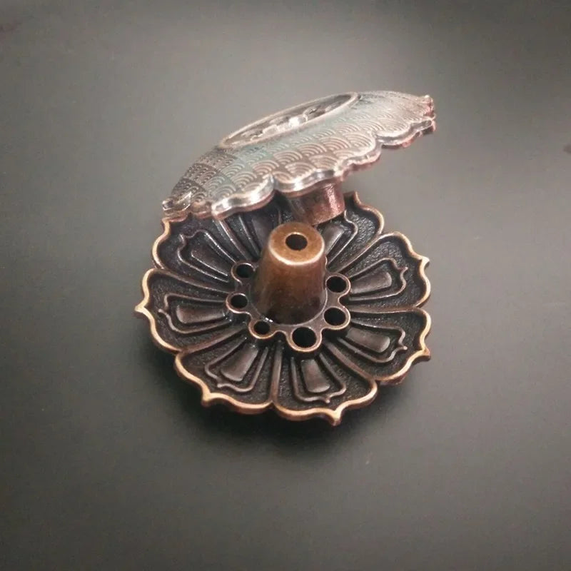 Alloy Lotus Incense Burner Stick Holder Home Buddhism Line Incense Plate Sandalwood Coil Base Temples Delicate Home Decor