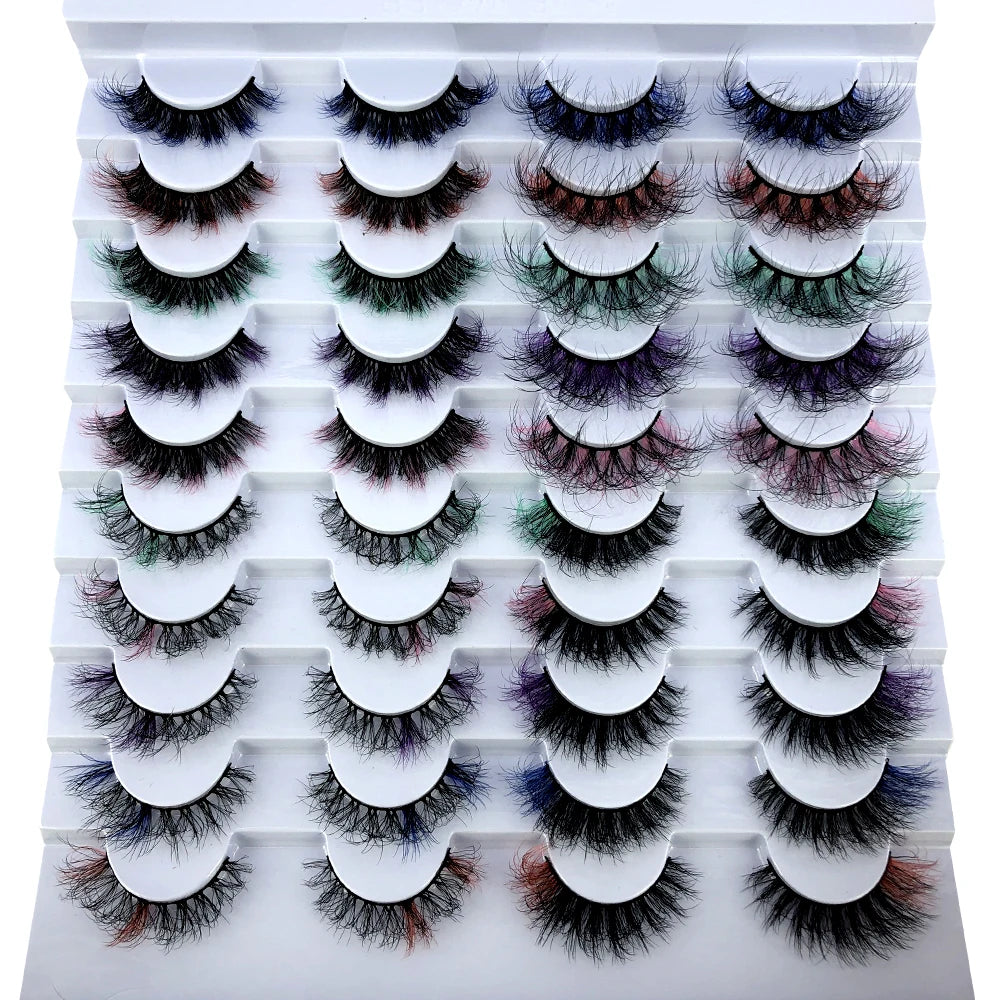 20 pairs colored lashes makeup for women color eyelashes lash extension supplies makeup products beauty d curl strip lashes bulk