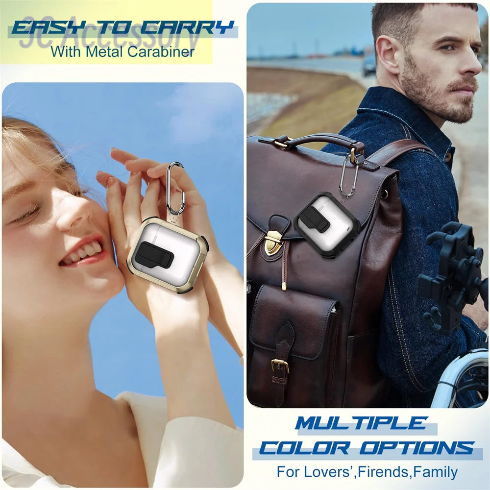 airpod 2 cases Automatic buckle switch safety lock soft TPU Transparent headphone case with keychain for apple airpods 2 1 cover