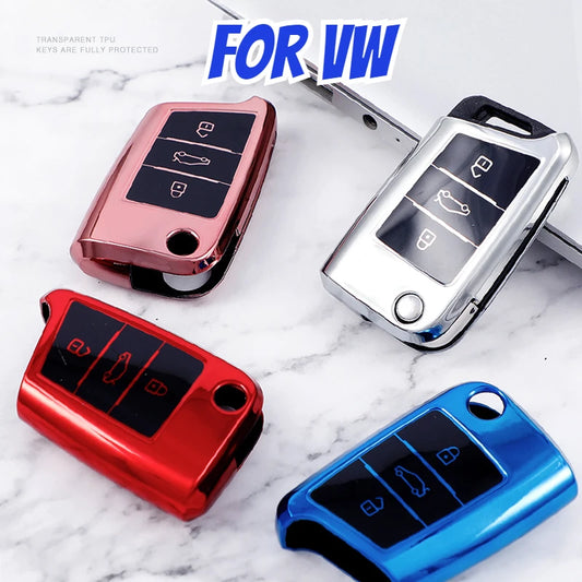 Soft TPU Car Key Case Cover for Volkswagen for VW Golf 7 Mk7 Seat Ibiza Leon FR 2 Altea Aztec for Skoda Octavia