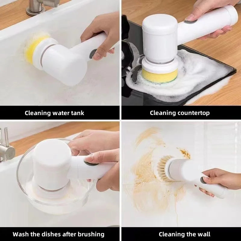 Electric Spin Scrubber Bathroom Cleaning Brush Power Scrubber with 3 Replaceable Brush Heads Electric Cleaning Brush