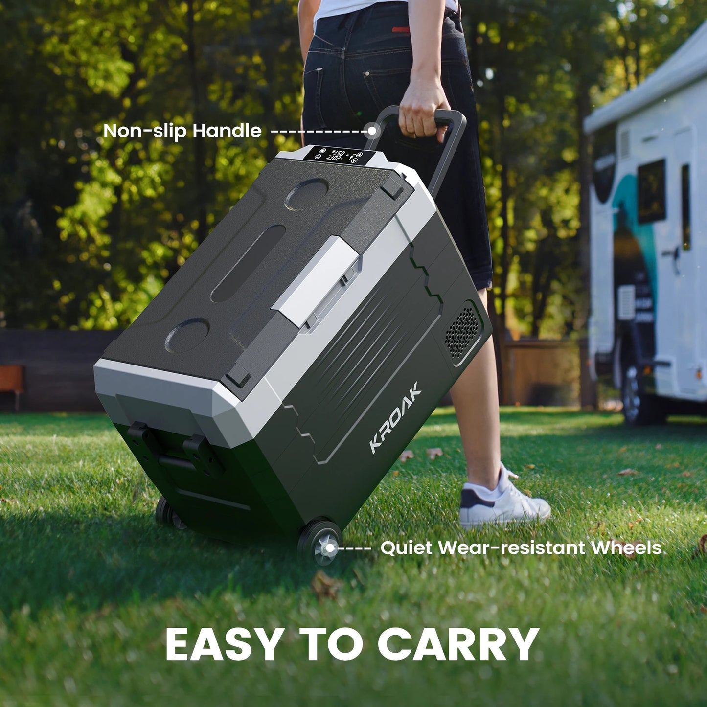 35L 45L Portable Foldable Handle Dual Zone Car Refrigerator with Wheel Compressor Freezer for Camping Picnics Home Traval