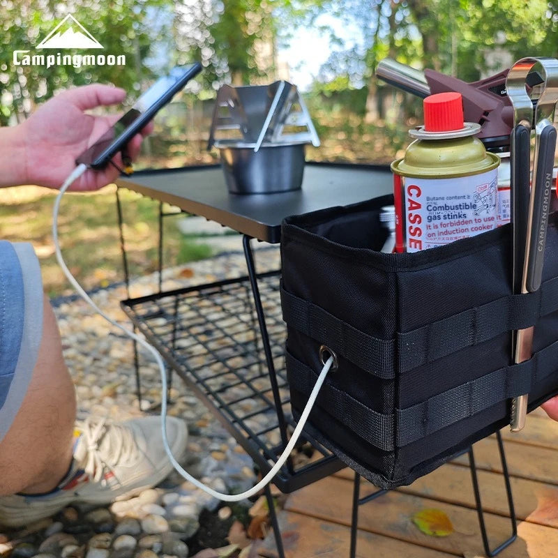 CAMPINGMOON BK-1235 Foldable Table Side Hanging Bag with Side Insertion Bag Outdoor Camping Equipment Storage Bag