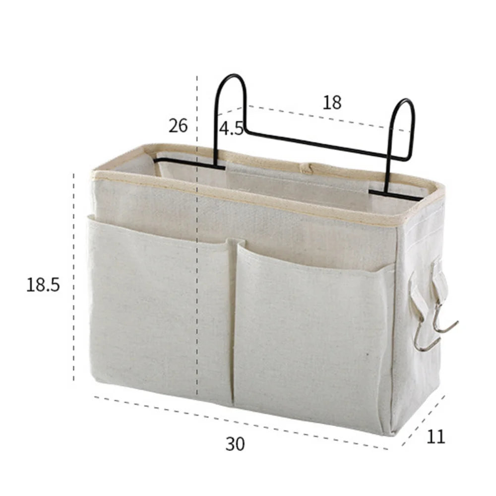 Creative Canvas Storage Hanging Bag Home Bedside Pockets Storage Bag Dormitory Books Snacks Ipad Sundries Organizer