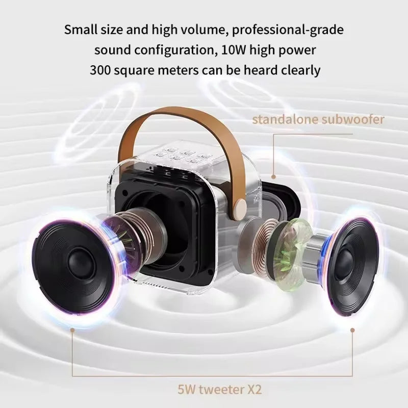 New K12 Karaoke Machine Portable Bluetooth Speaker With 2 Wireless Microphones Family Singing Loudspeaker Children's Gift