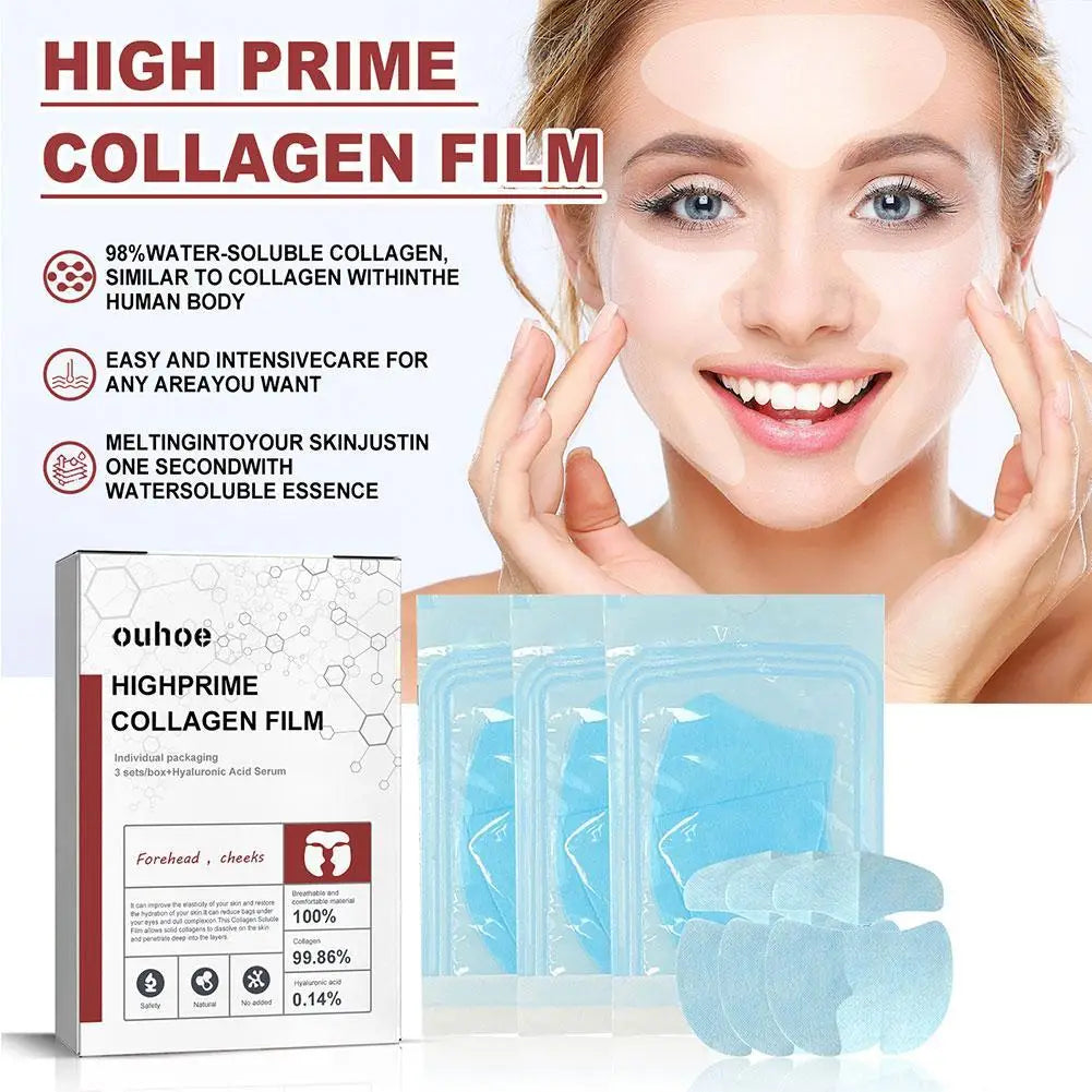 Nano Collagen Soluble Mask Cloth Forehead Film Paper Cheek Collagen Film ClothBrighten Moisturizing  SkinCare Beauty Health3pcs