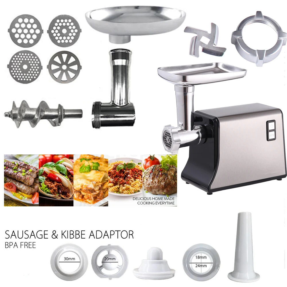 3200W Electric Meat Grinder Heavy Duty Commercial Kitchen Sausage Stuffer Maker Mincer Machine Food Processor