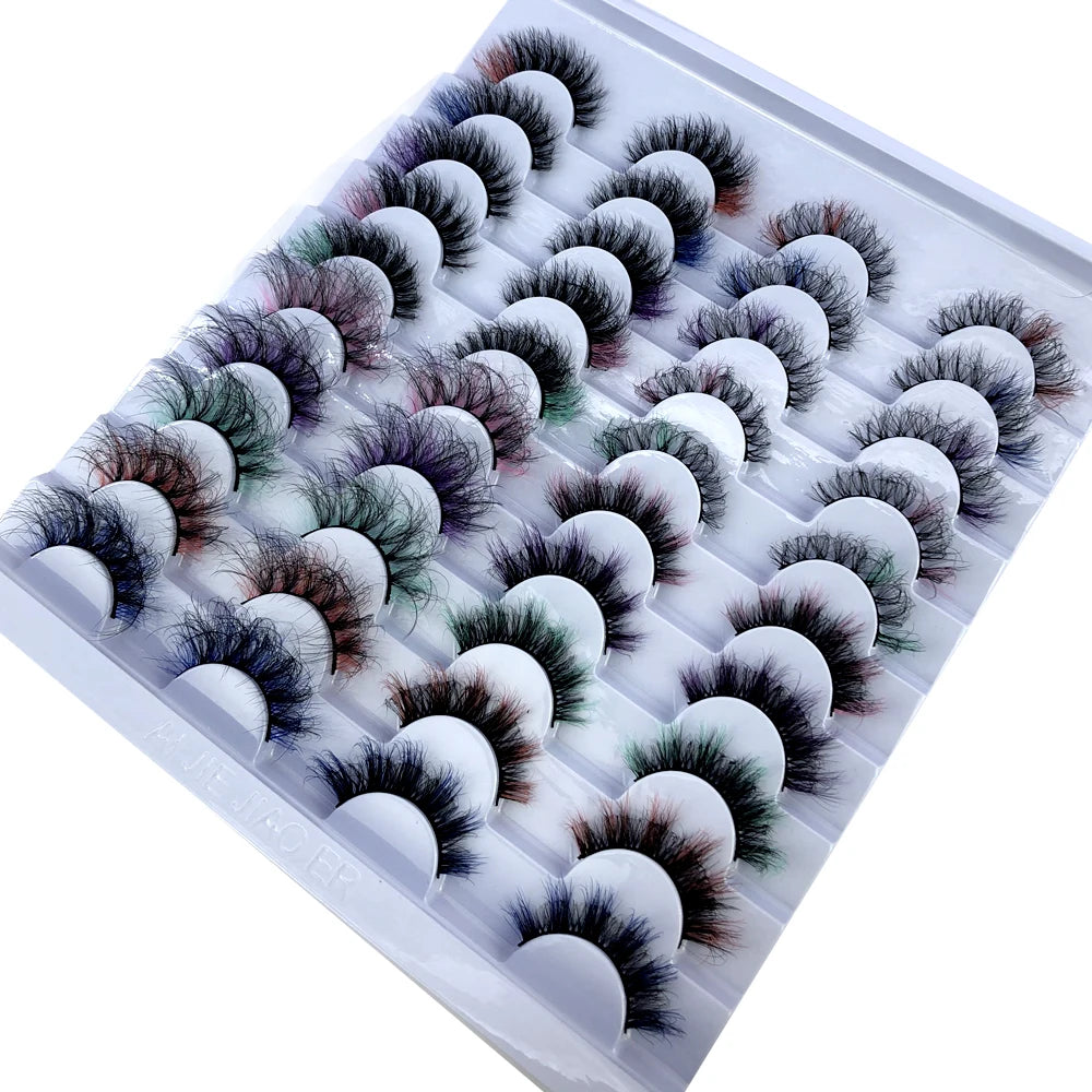 20 pairs colored lashes makeup for women color eyelashes lash extension supplies makeup products beauty d curl strip lashes bulk