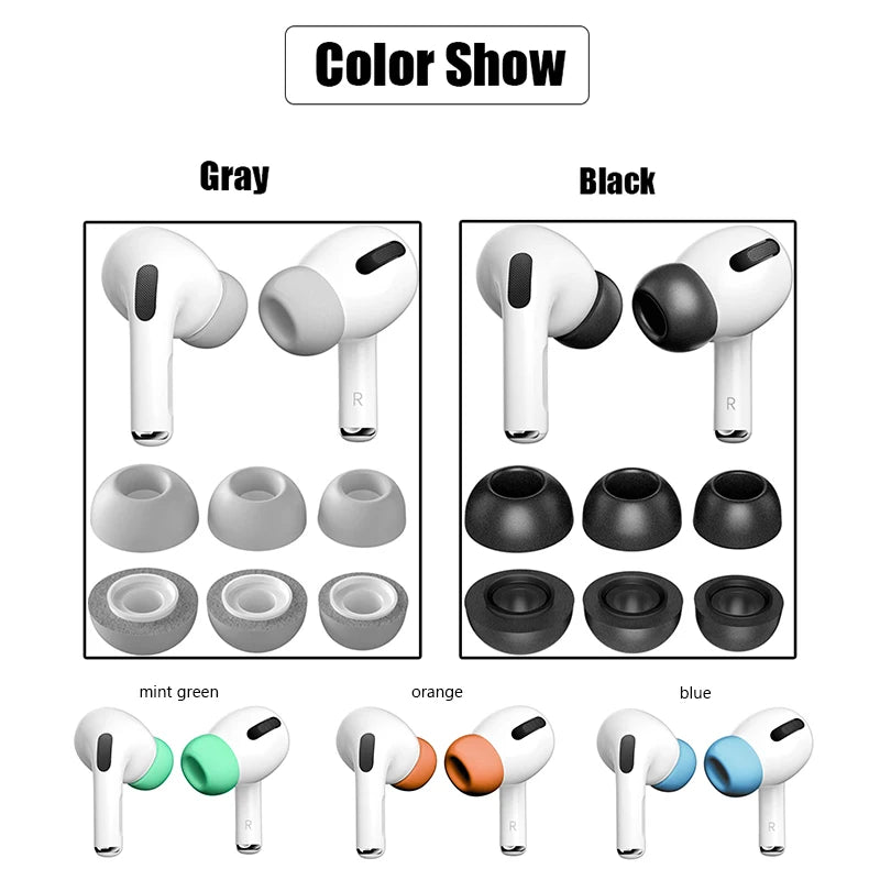 For Apple AirPods Pro 2 Ear Tips Memory Foam Tips Anti Slip Earbuds Ear Cushion Replacement Earphone Ear pads Small Medium Large