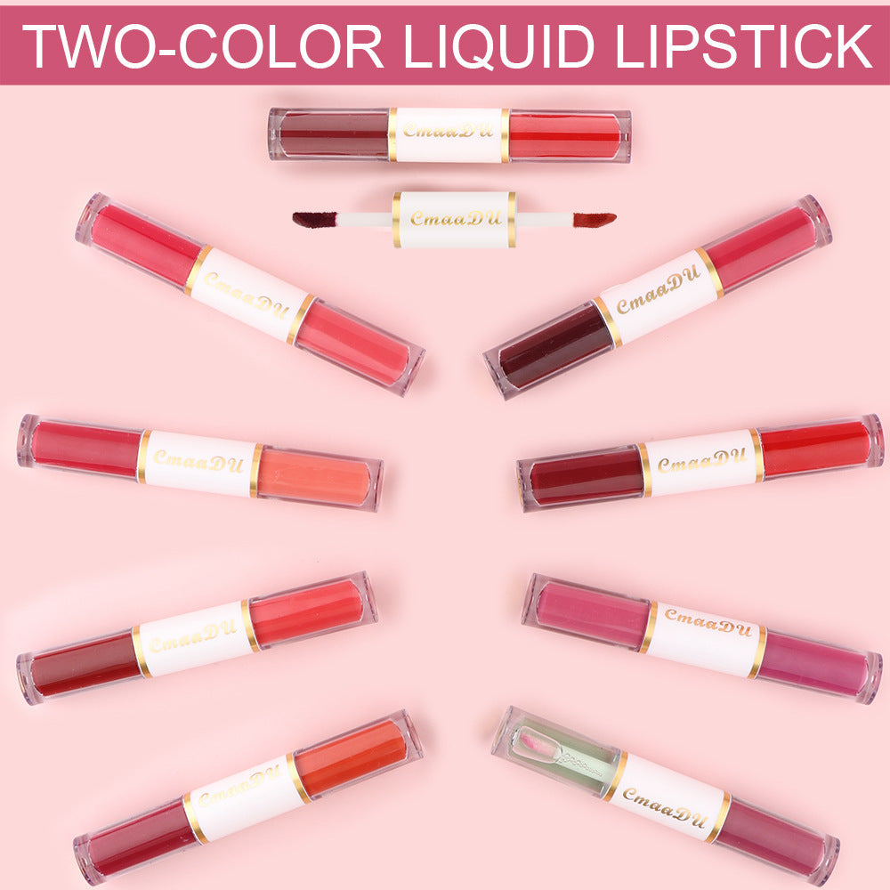 Double-headed Matte Lip Gloss No Stain On Cup Waterproof And Durable
