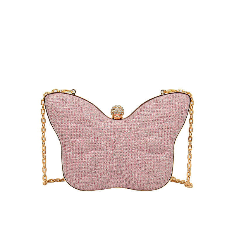 price 4.70 weight 5.47 Cute Butterfly Stripe Clipped Button Metal Women's Chain Messenger Bag