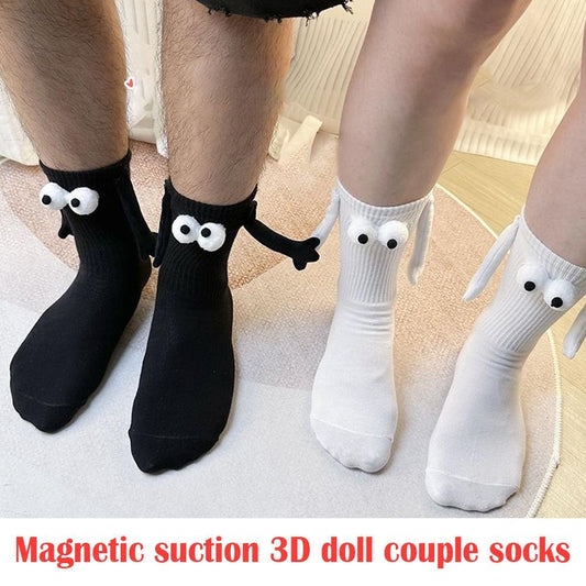 Cartoon Lovely Cotton Breathable Comfortable Doll Eyes Couple Socks Magnetic Club Celebrity Ins toe Socks